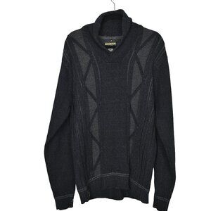 NWT Point Zero Men's Charcoal Knit Sweater Shawl Collar Cotton Large